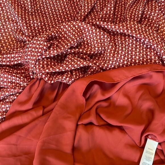 Max Studio Womens Maxi Dress Tiered Ruffle Elastic Waist Burnt Orange Size Small - Picture 6 of 12